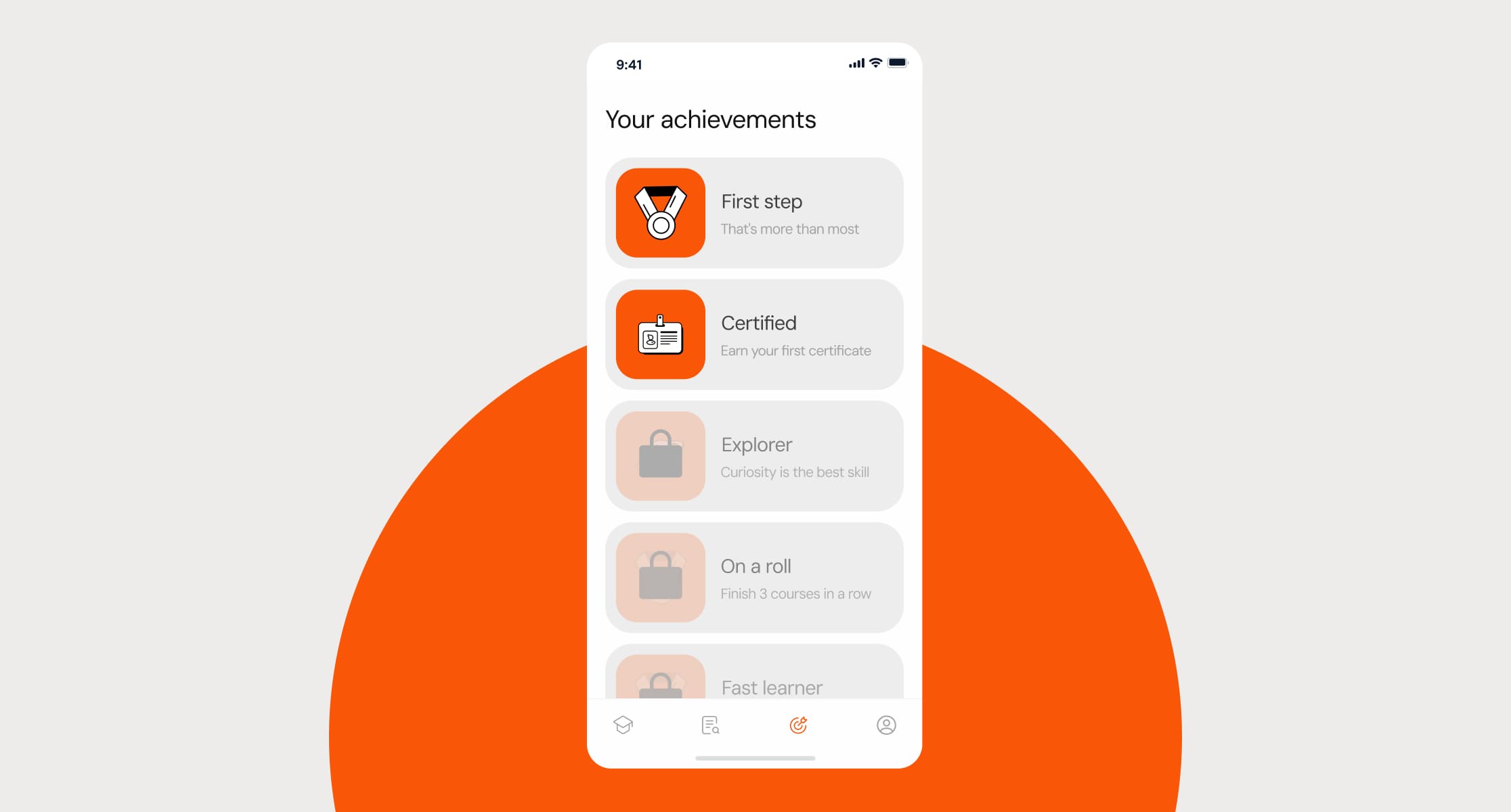 Achievements screen